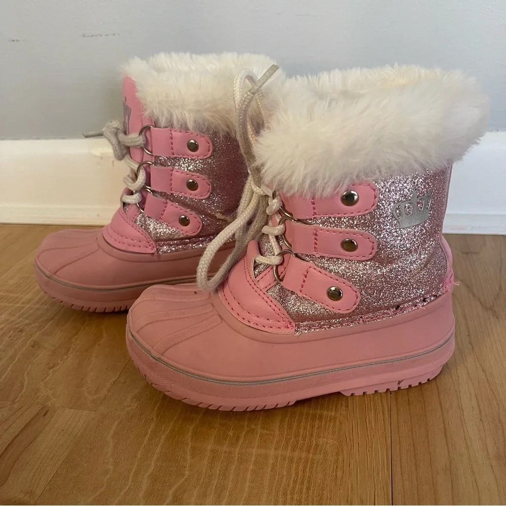 Juicy Couture JJK LIL ESCALON Pink Glitter Boots Snow Ski Winter Shoes Toddler
